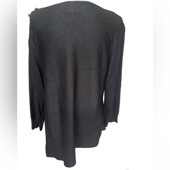 Ruby Rd Black Shimmer Sweater 3/4 Sleeve Asymmetrical Size 1X - Picture 3 of 4